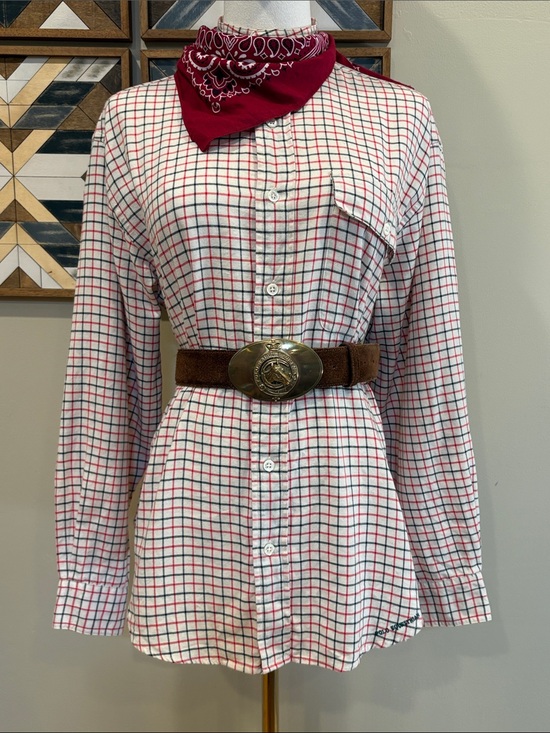 Ralph Lauren Tops - Vintage Ralph Lauren Equestrian Windowpane Check Cotton Wool High Neck Top 8